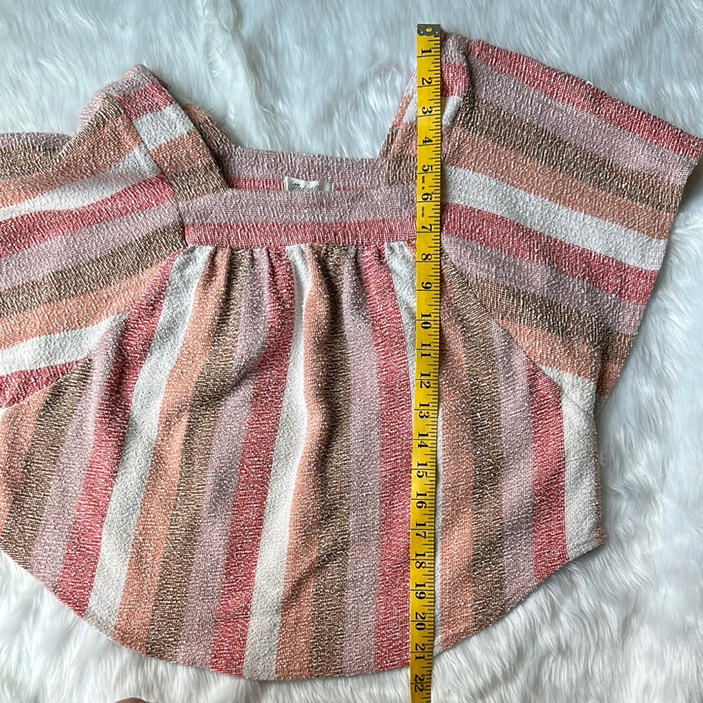 Madewell Pink and Tan Flutter Sleeve Blouse - Picture 8 of 9